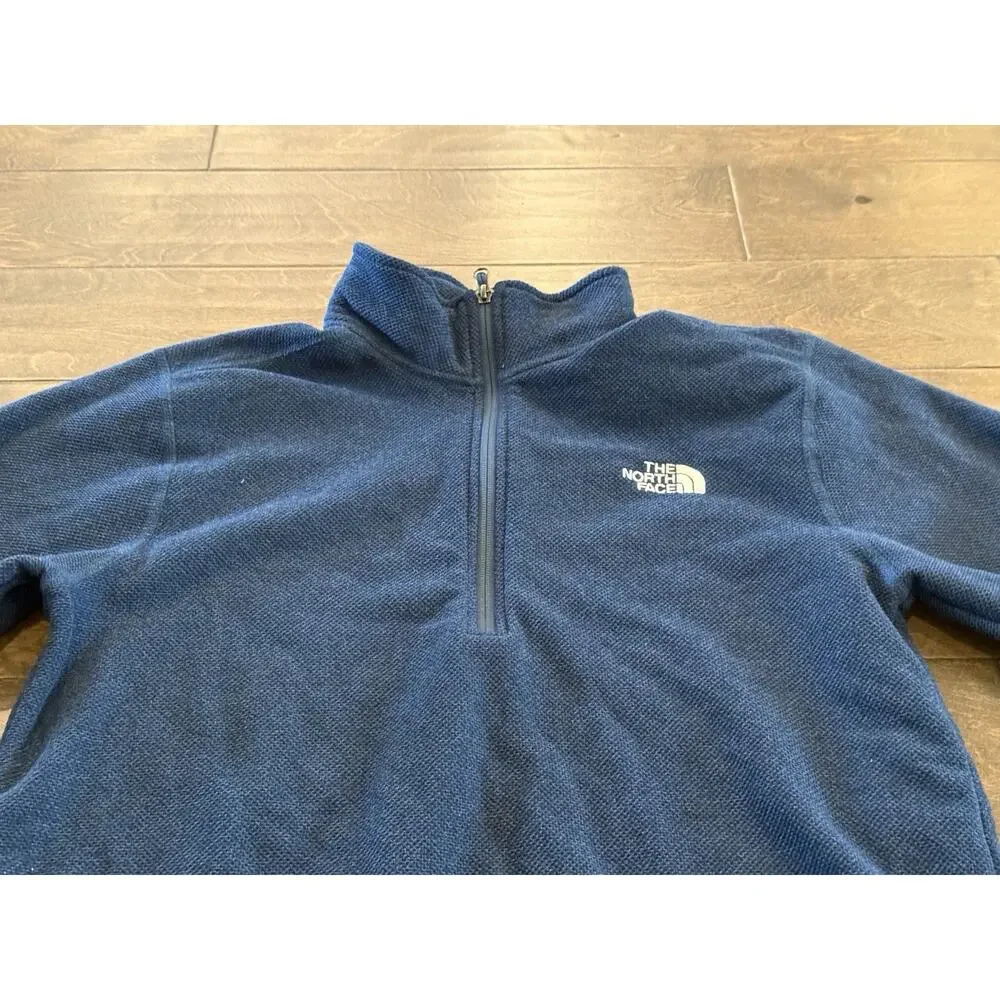 The North Face Mens Blue 1/4 Zip Mock Neck Pullover Fleece Sweater Jacket Size L